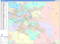 San Jose Wall Map Color Cast Style 2024